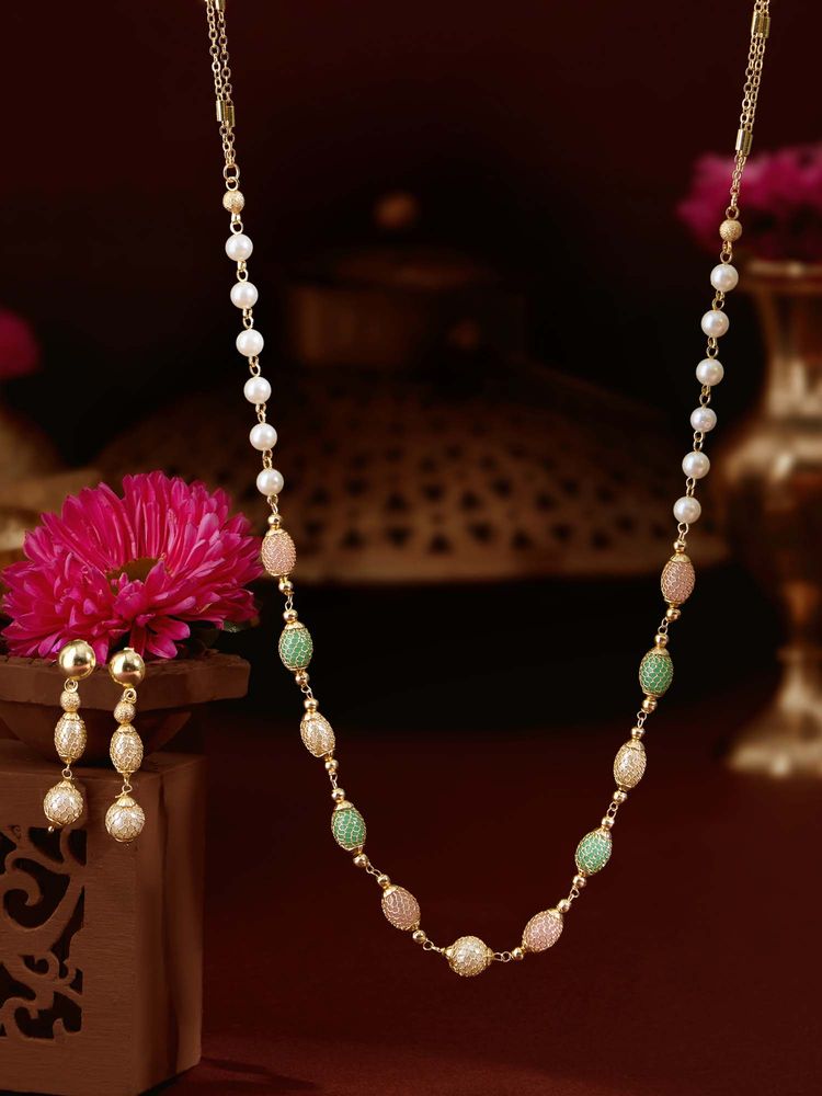 Zaveri Pearls Women Multicolor Dazzling Beads Pearl Style Jewellery Set-image-43