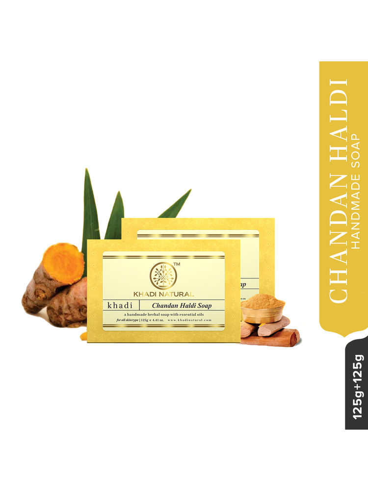 Khadi Natural Chandan Haldi Handmade Soap Pack of 2