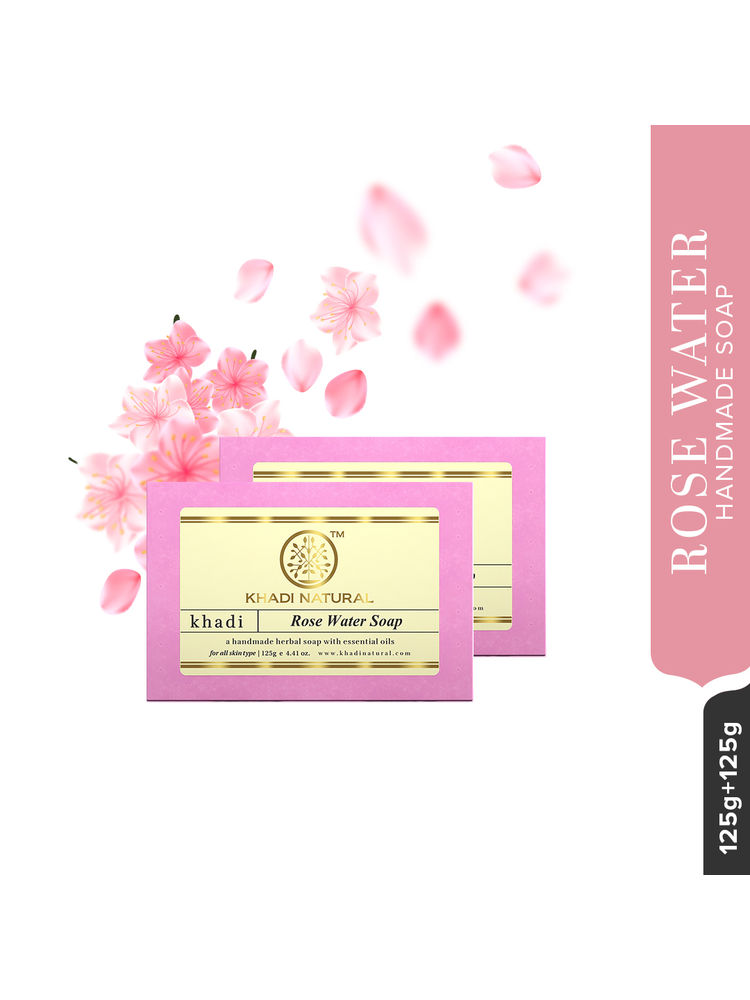 Khadi Natural Rosewater Handmade Soap (Pack of 2)