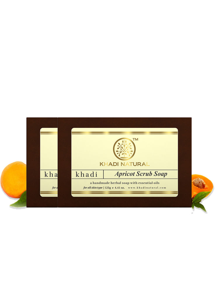 Khadi Natural Apricot Scrub Handmade Soap Pack of 2-picture-41
