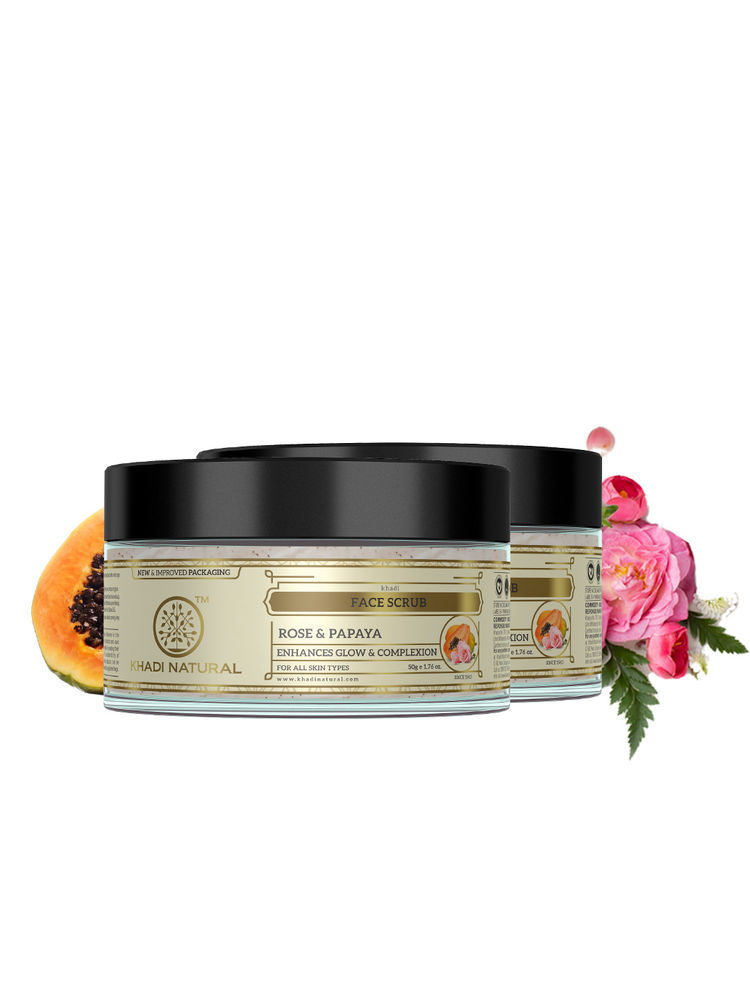 Khadi Natural Rose & Papaya Face Scrub (Pack of 2)