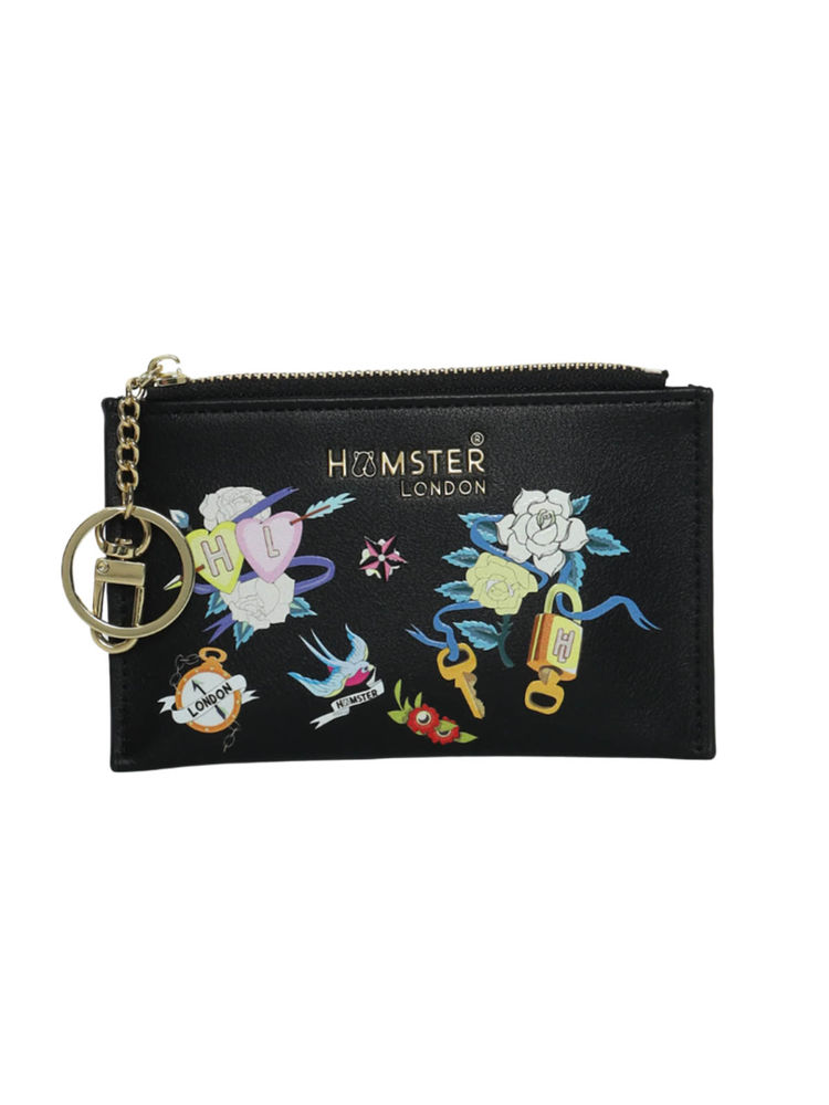 Hamster London Millionaire Victoria Card Case with Zip Black (S)