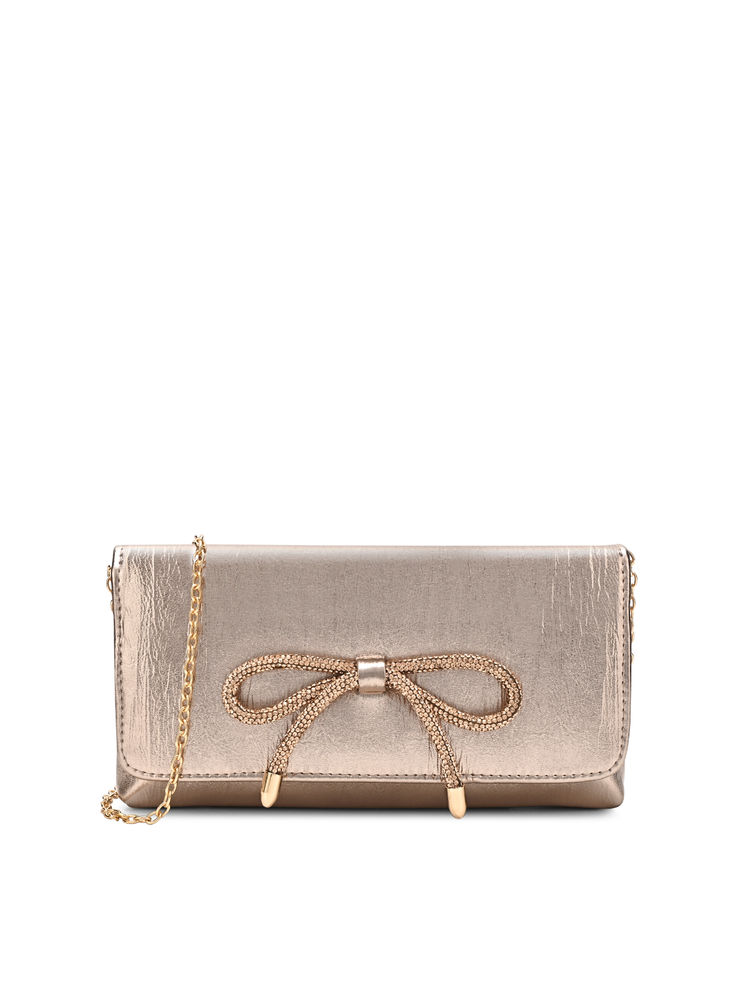 Lavie Crush Bow Women Envelope Clutch with Detachable Chain -Rose Gold (M)-image-28
