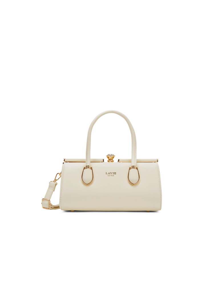 Lavie Luxe Women Dazzle Frame HandBag with Detachable Strap -Off White (M)-picture-12