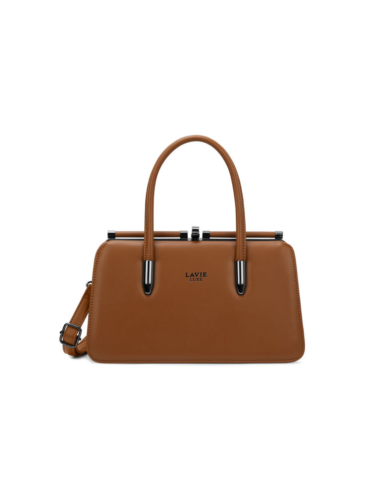 Lavie Luxe Women Book Frame Satchel Bag with Detachable Strap -Tan (M)-picture-29