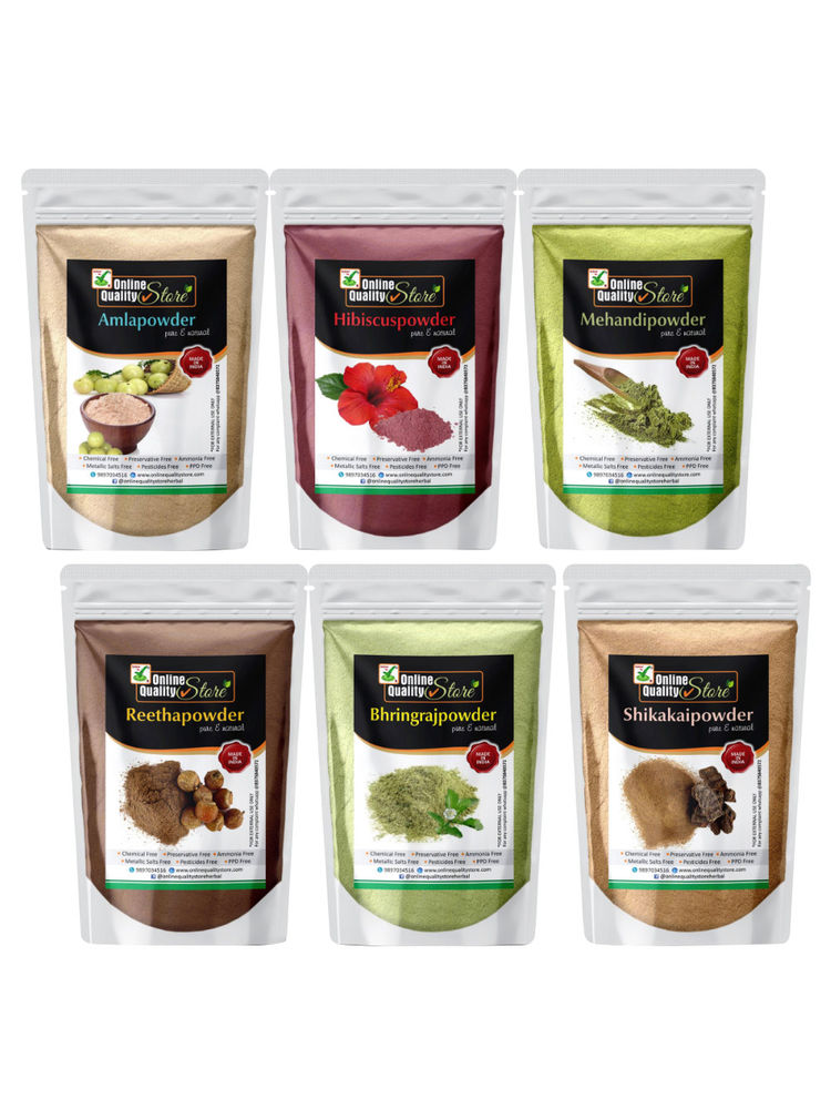 Online Quality Store Reetha, Amla, Shikakai, Bhringraj, Hibiscus And Mehandi Hair Color Powder-picture-6