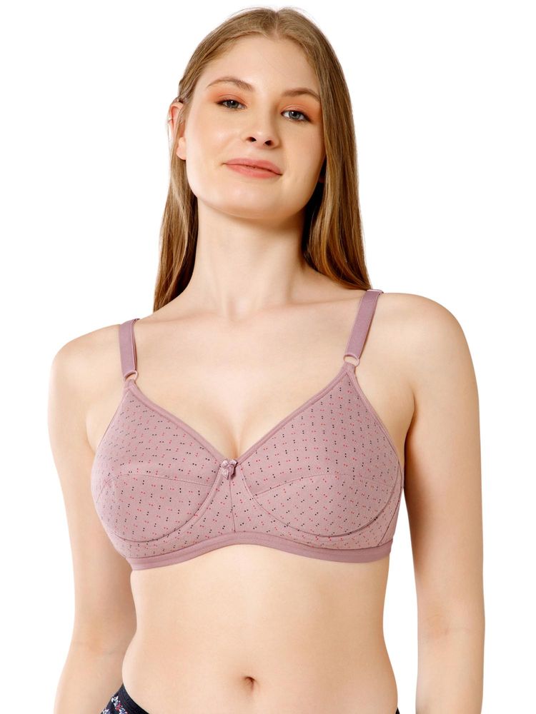Bodycare Women Mauve Cotton Padded Polka Dot Printed Bra-picture-27