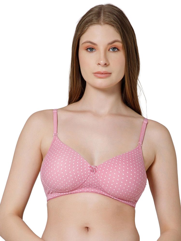 Bodycare Women Pink Cotton Polka Printed Padded Bra-picture-20