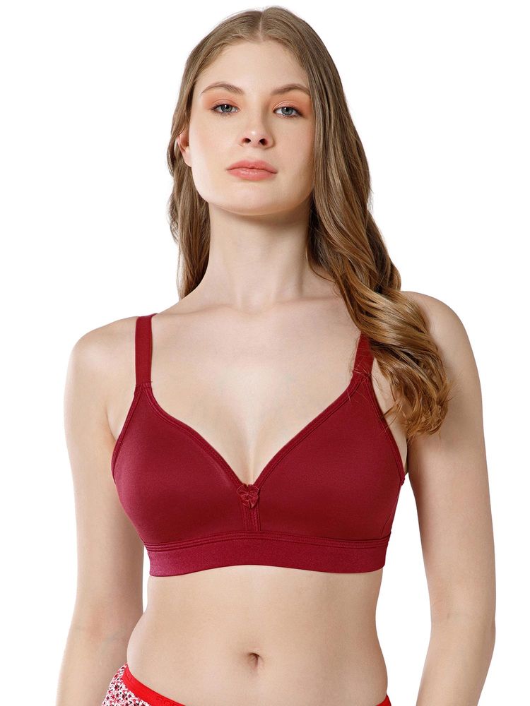 Bodycare Women Maroon Solid Wire-Free Cotton Full Coverage Bra-image-43