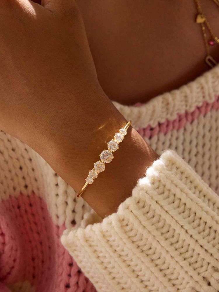ZAISHA White Stainless Steel White Stones Cuff-picture-36