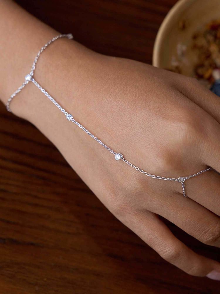 ZAISHA White Stainless Steel White Stones Bracelet-image-12