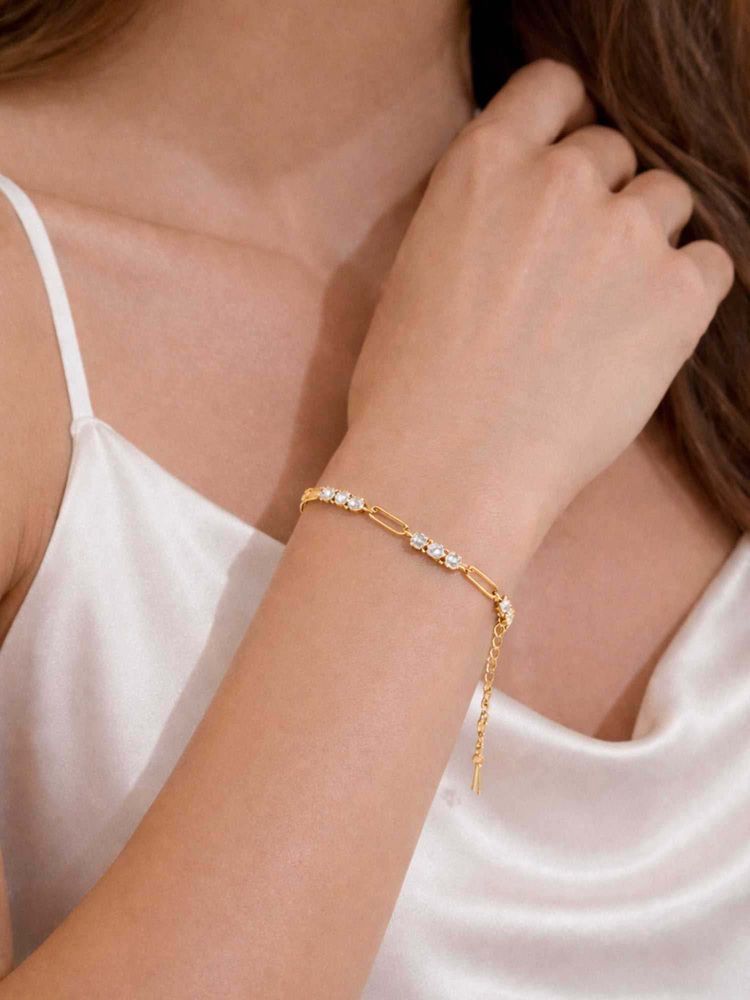 ZAISHA White Stainless Steel White Stones Bracelet-image-13
