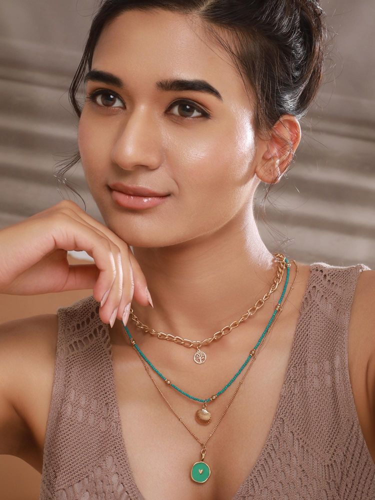 Jazz and Sizzle Gold Brass Statement Necklace-image-12