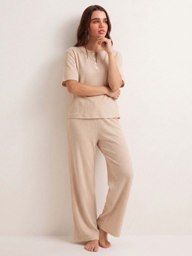 Chelvet Womens Premium Beige Waffle Nightsuit-picture-11