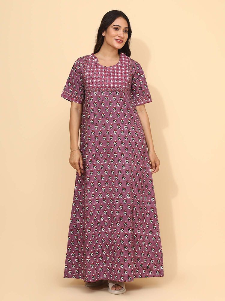 YELLOW BLOOM Lavender Bloom Nightdress-picture-13
