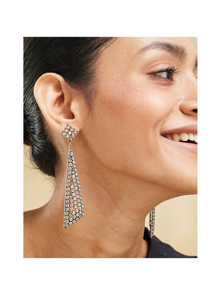 fabindia fashion Fabindia Women White Stone Dangler Earrings-picture-22