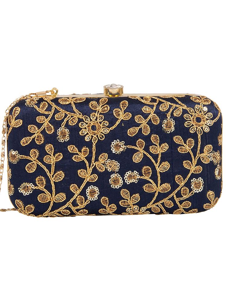 Parizaat By Shadab Khan Navy Blue Embellished Handmade Clutch-picture-16
