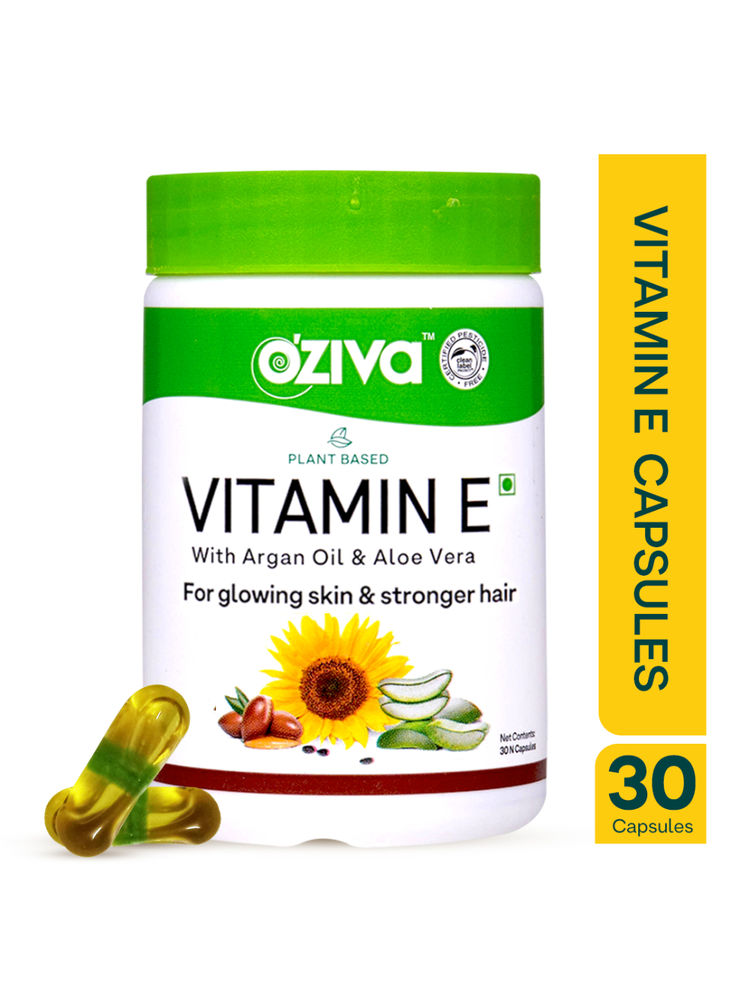 OZiva Plant Based Vitamin E(with Sunflower, Aloe vera & Argan oil) for Skin Glow & Strong Hair