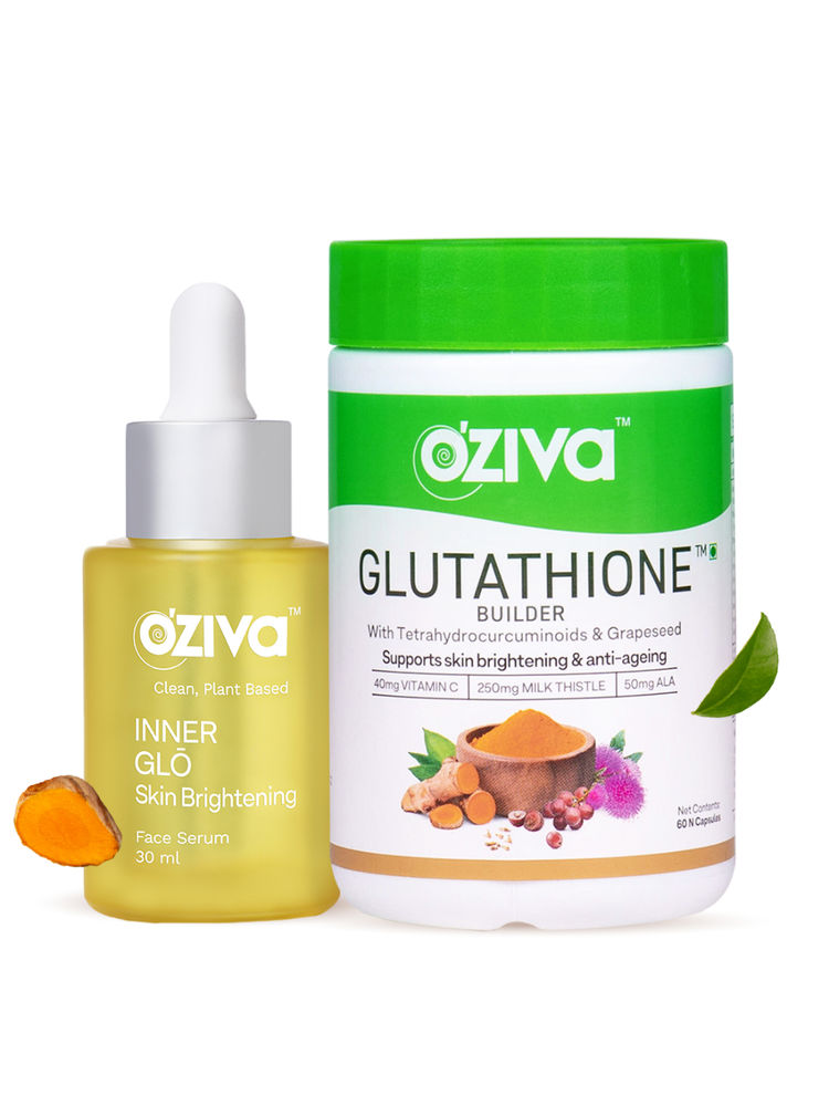 Oziva Skin Brightening Routine (Glutathione Builder + Inner Glo Skin Brightening Face Serum)