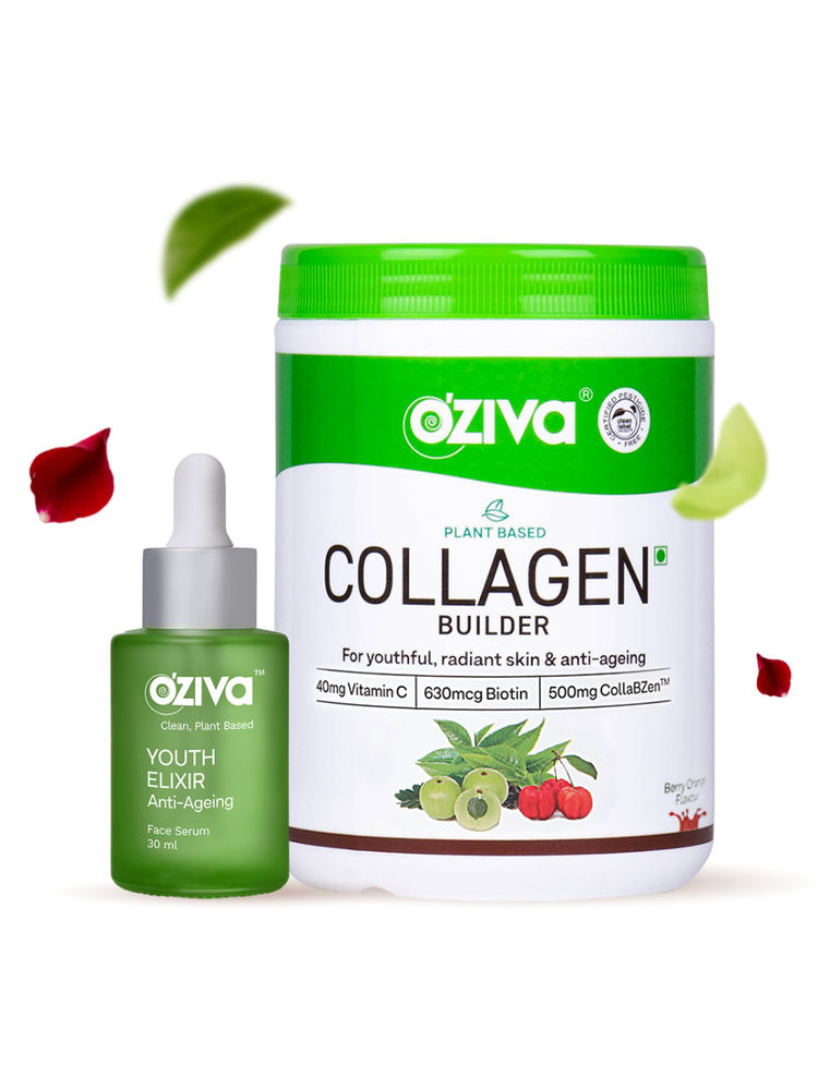 OZiva Skin Repair Routine (OZiva Plant Based Collagen + Youth Elixir Anti-Ageing Face Serum)