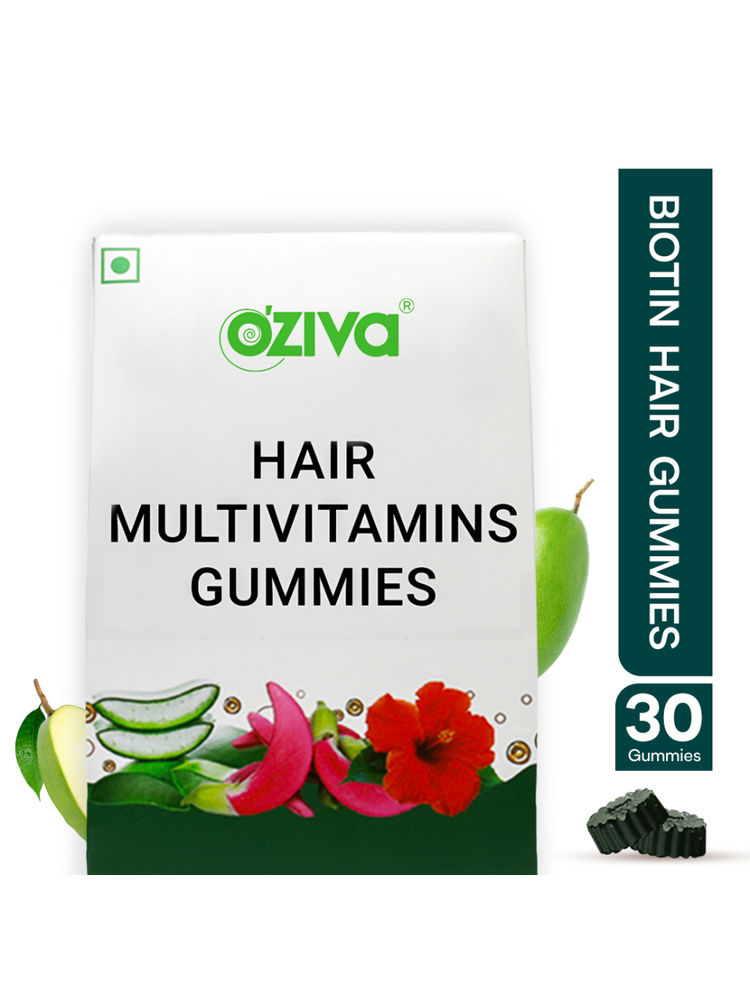 OZiva Biotin Hair Gummies For Hair Fall Control with Keratin Builder, Kaccha Aam