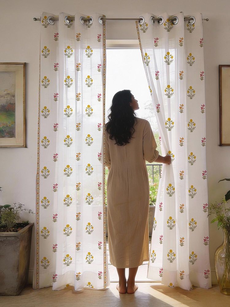 Urban Space 35-40% Light Filtering Sheer Window Curtains - Ira (Pack of 2)-image-1