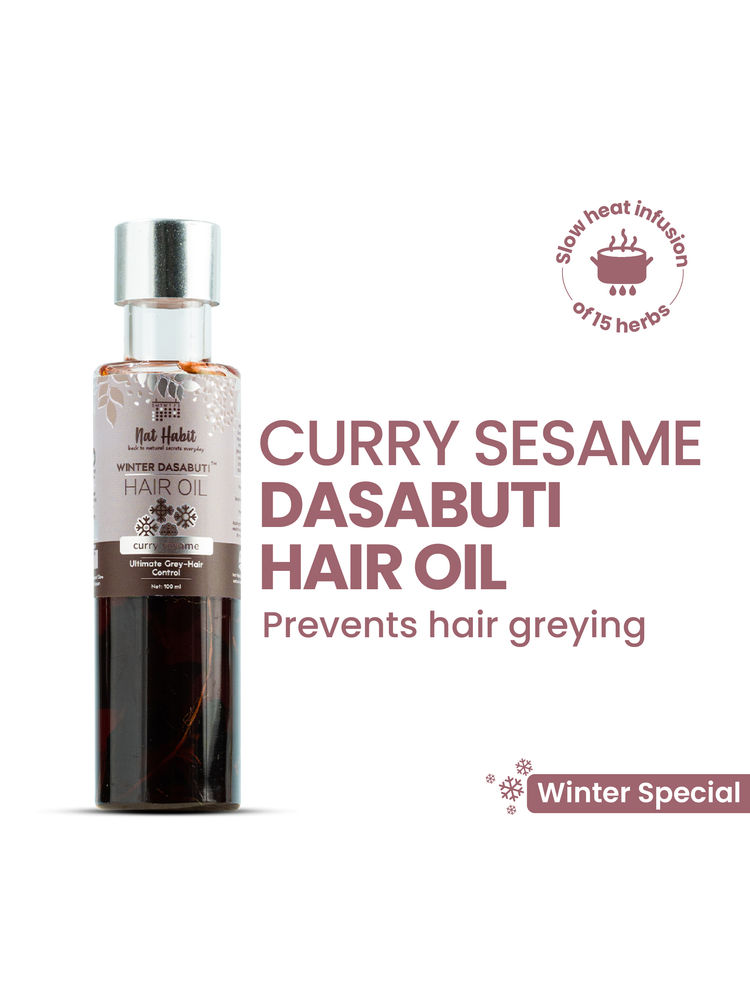 Nat Habit Curry Sesame Grey Hair Control Ayurvedic Oil With Indigo & Curry Leaves Retain Hair Colour-picture-12