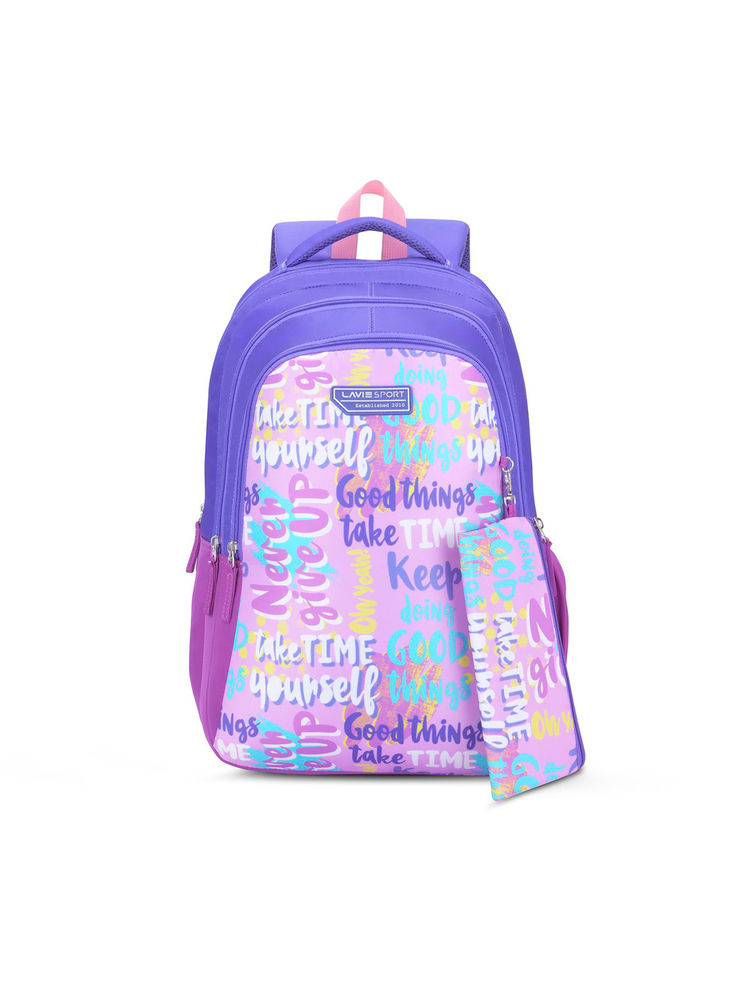 Lavie Sport 36L Good vibes Backpack 19 inches Laptop Compatible Pencil Pouch (Pink)-picture-13