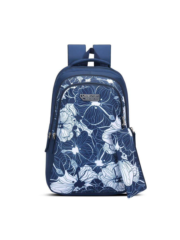 Lavie Sport 36L Primrose Backpack 19 inches Laptop Compatible Pencil Pouch |(Navy Blue) (Set of 2)-image-44