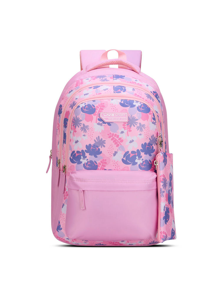Lavie Sport 36L Rockrose Backpack 19 inches Laptop Compatible Pencil Pouch |(Pink) (Set of 2)-image-24