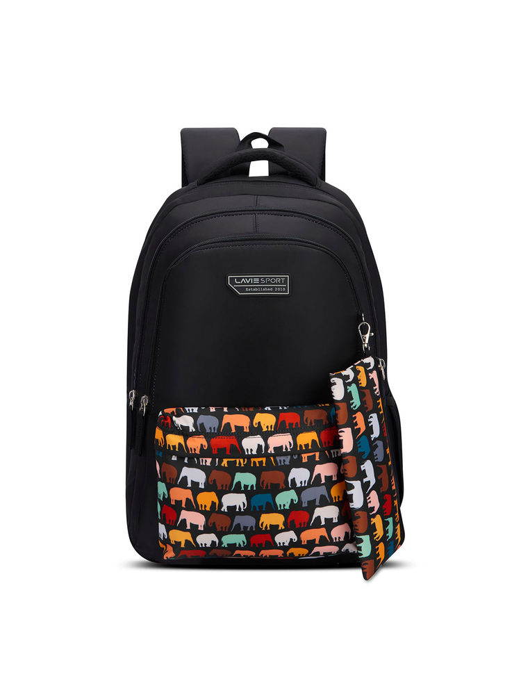 Lavie Sport 36L Tusker Backpack 19 inches Laptop Compatible Pencil Pouch |+/(Black) (Set of 2)-picture-28