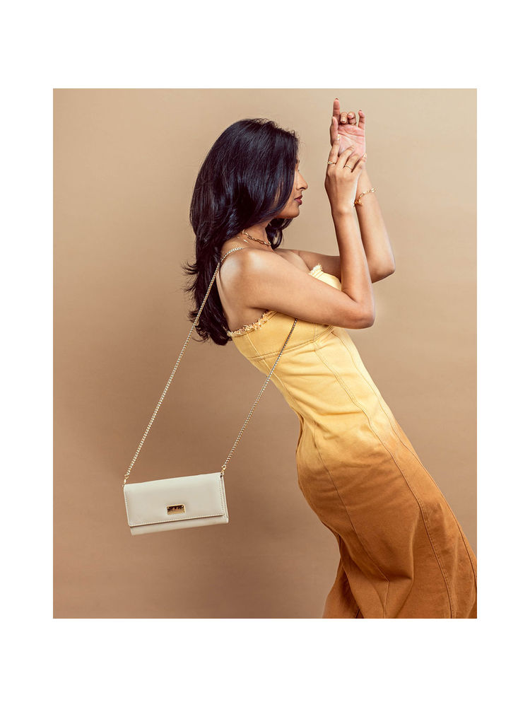 Strokes by Namrata Mehta Champagne Beige Clutch Wallet Cum Sling-image-44