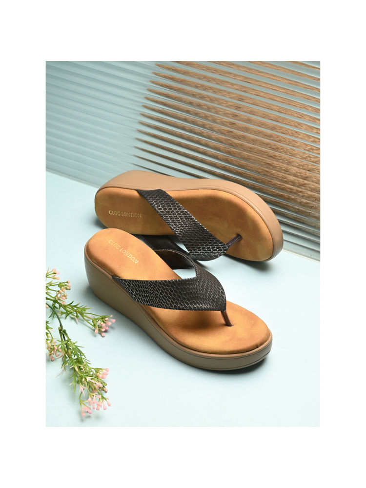CLOG LONDON Women Casual Black & Brown Wedges-image-30