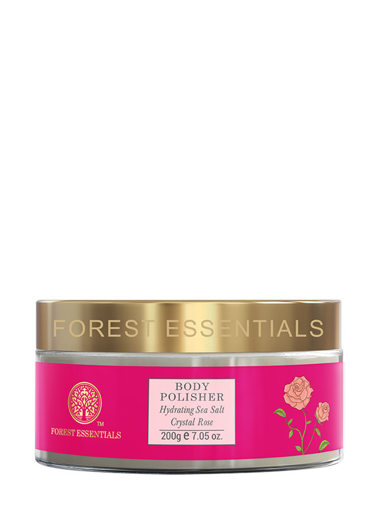 Forest Essentials Body Polisher Hydrating Sea Salt Crystal Rose - Body Scrub for Tan Removal-image-5