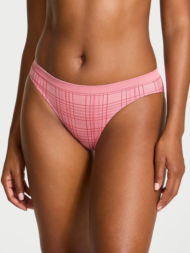 Victoria's Secret Pink Seamless Shimmer Plaid Bikini Panty-image-2