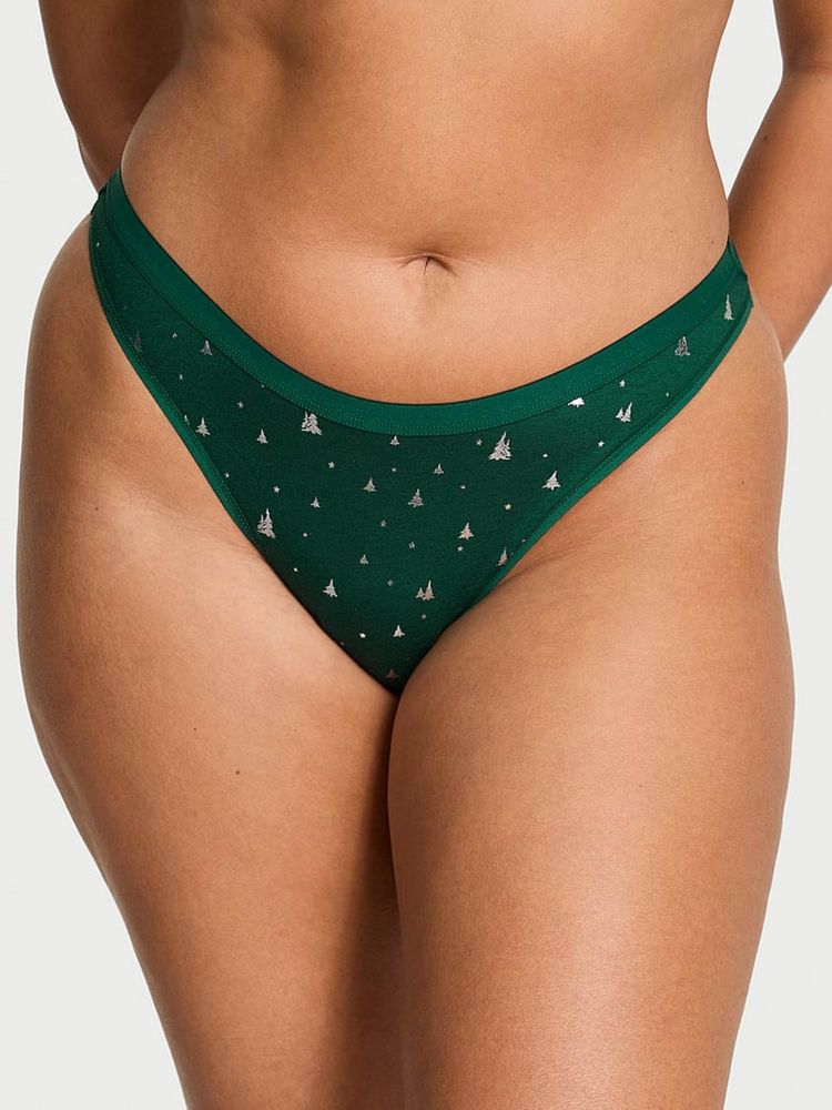 victoria's secret intimates Victoria's Secret Green Stretch Cotton High Leg Scoop Thong Panty-picture-24