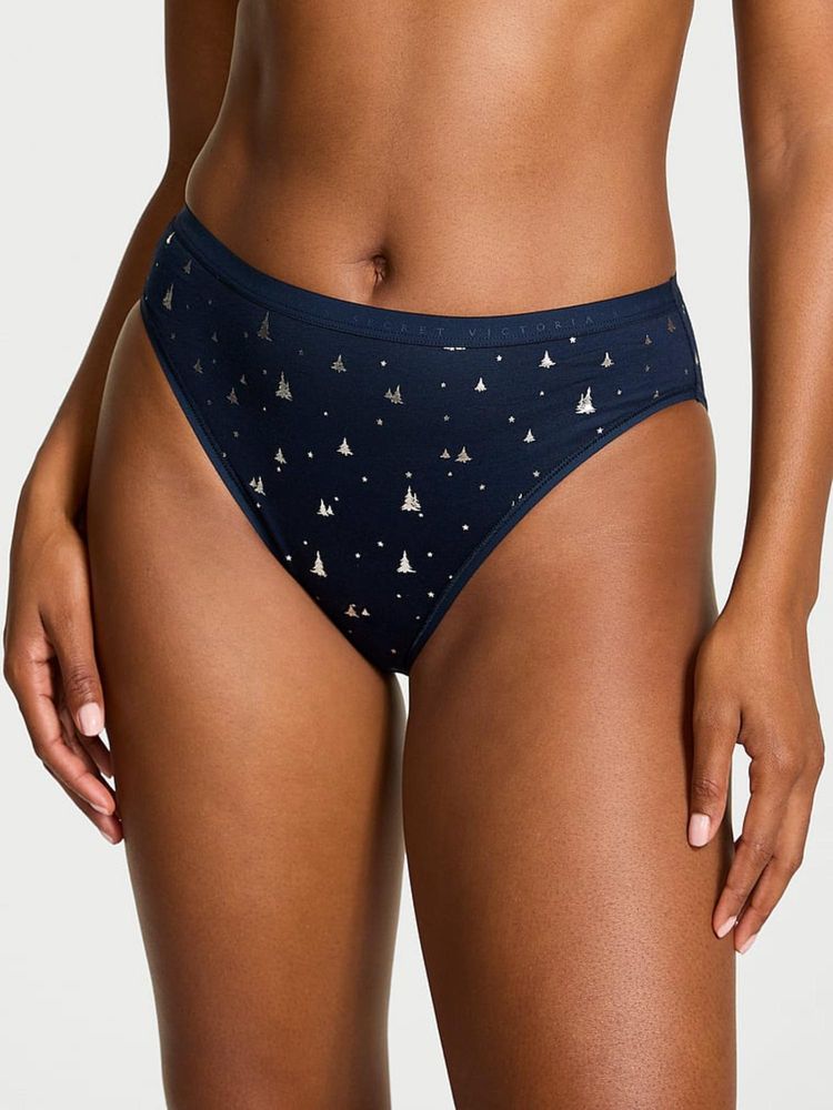 victoria's secret intimates Victoria's Secret Navy Blue Stretch Cotton High Leg Scoop Thong Panty-picture-12