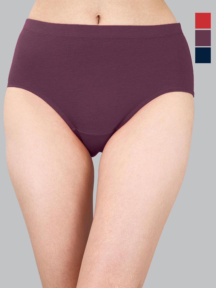 SOIE Womens High Waist Full Coverage Solid Cotton Briefs (Pack Of 3)-picture-19