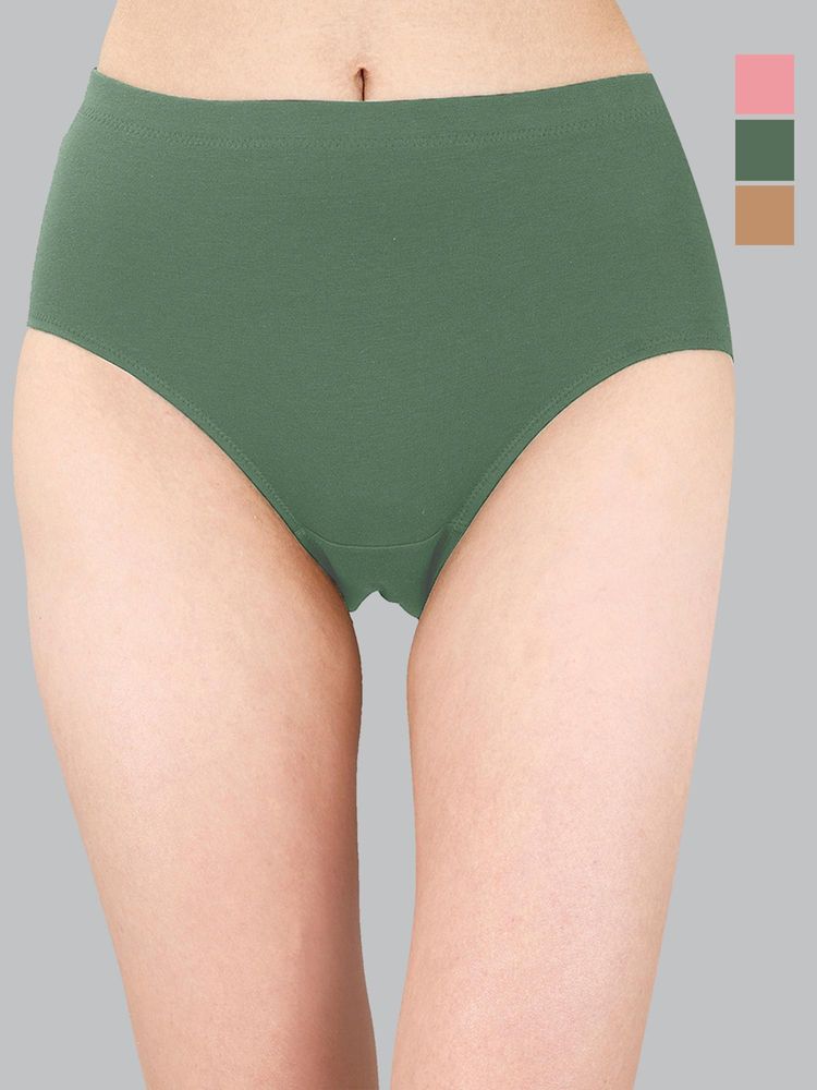SOIE Womens High Waist Full Coverage Solid Cotton Briefs (Pack Of 3)-picture-10