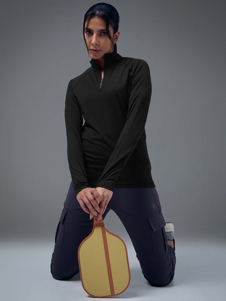 Technosport Black Solid Slim T-Shirt-image-29