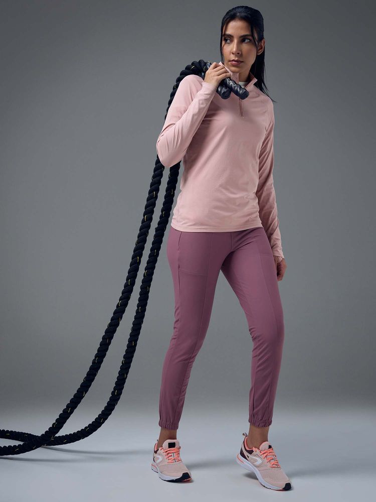 Technosport Pink Solid Slim T-Shirt-picture-22