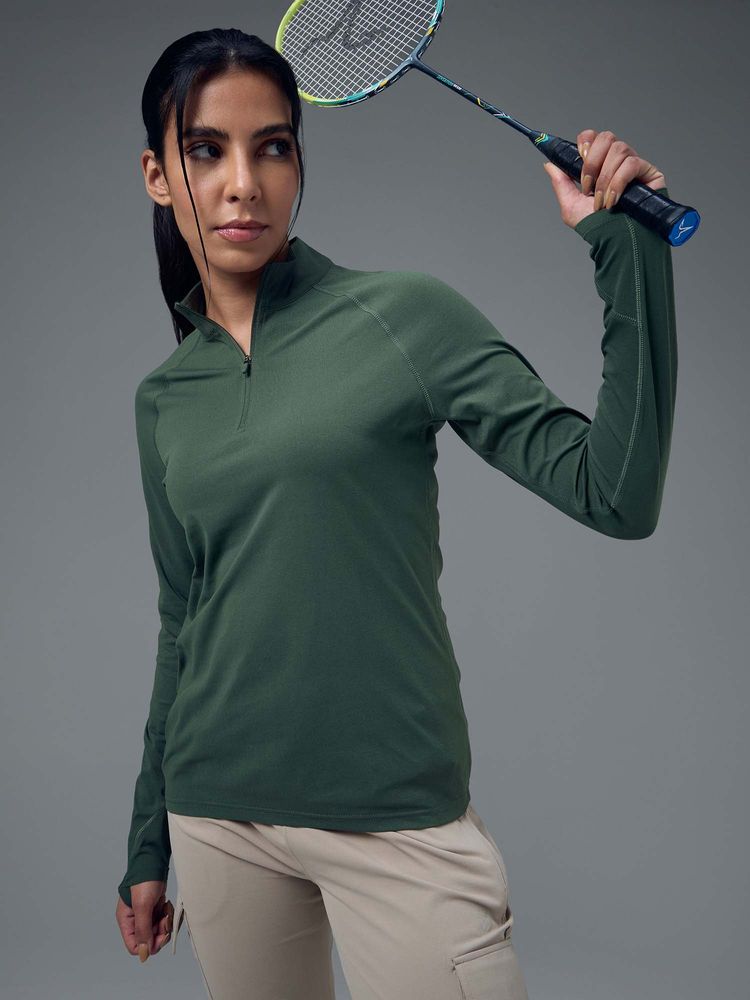 Technosport Green Solid Slim T-Shirt-picture-25