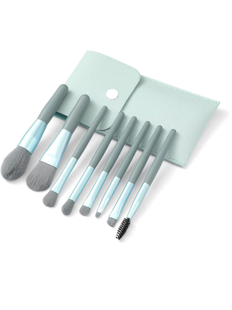Kazarmaa Makeup Brush With Lether Bag Storage Blue - Set Of 8-picture-27