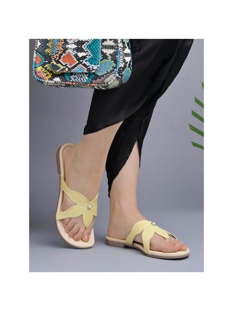 Shoetopia Stylish Casual Yellow Flats for Women-image-11