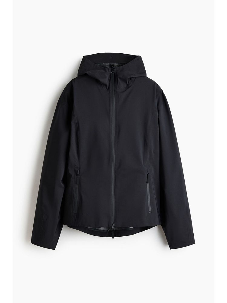 H&M Women Black Oversized Fit Rain Jacket with Storm Move-picture-28