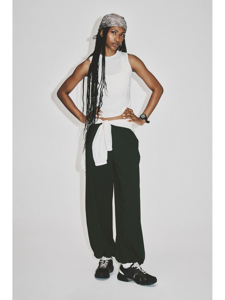 H&M Women Green Relaxed Fit Nylon Sports Track Pants-picture-21