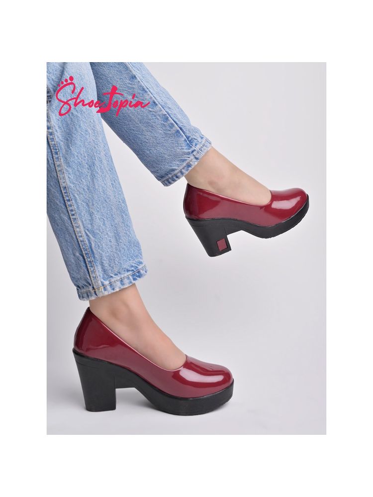 Shoetopia Solid Red Pumps-picture-23