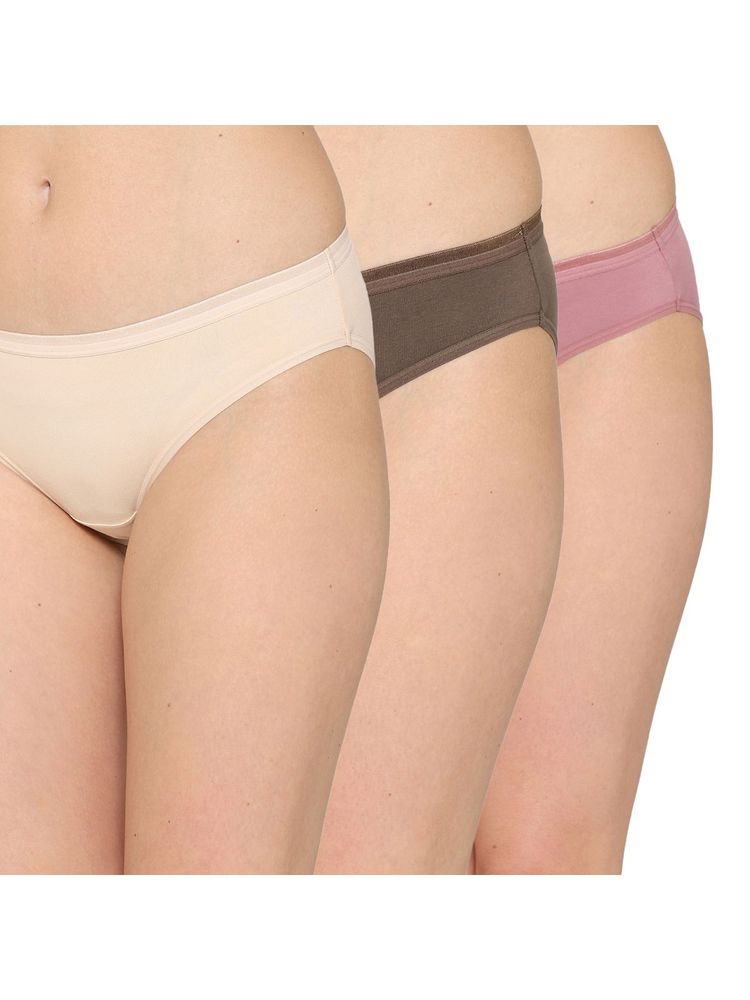 Wacoal Multi-Color Cotton Low Waist Medium Coverage Bikini Panties (Pack of 3)-image-2