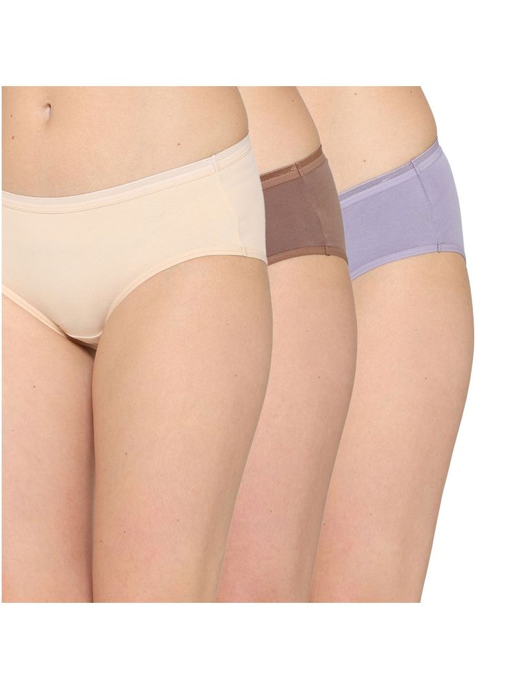 Wacoal Multi-Color Cotton Mid Waist Medium Coverage Hipster Panties (Pack of 3)-picture-12