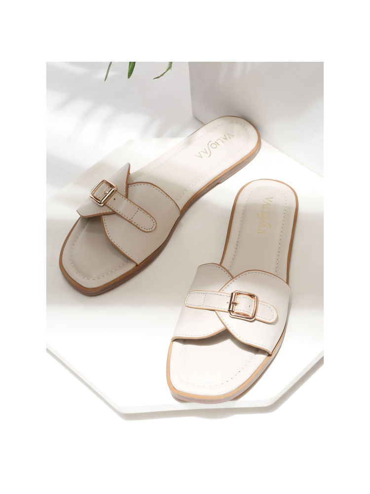VALIOSAA Women White Square Toe Casual Flats-picture-14